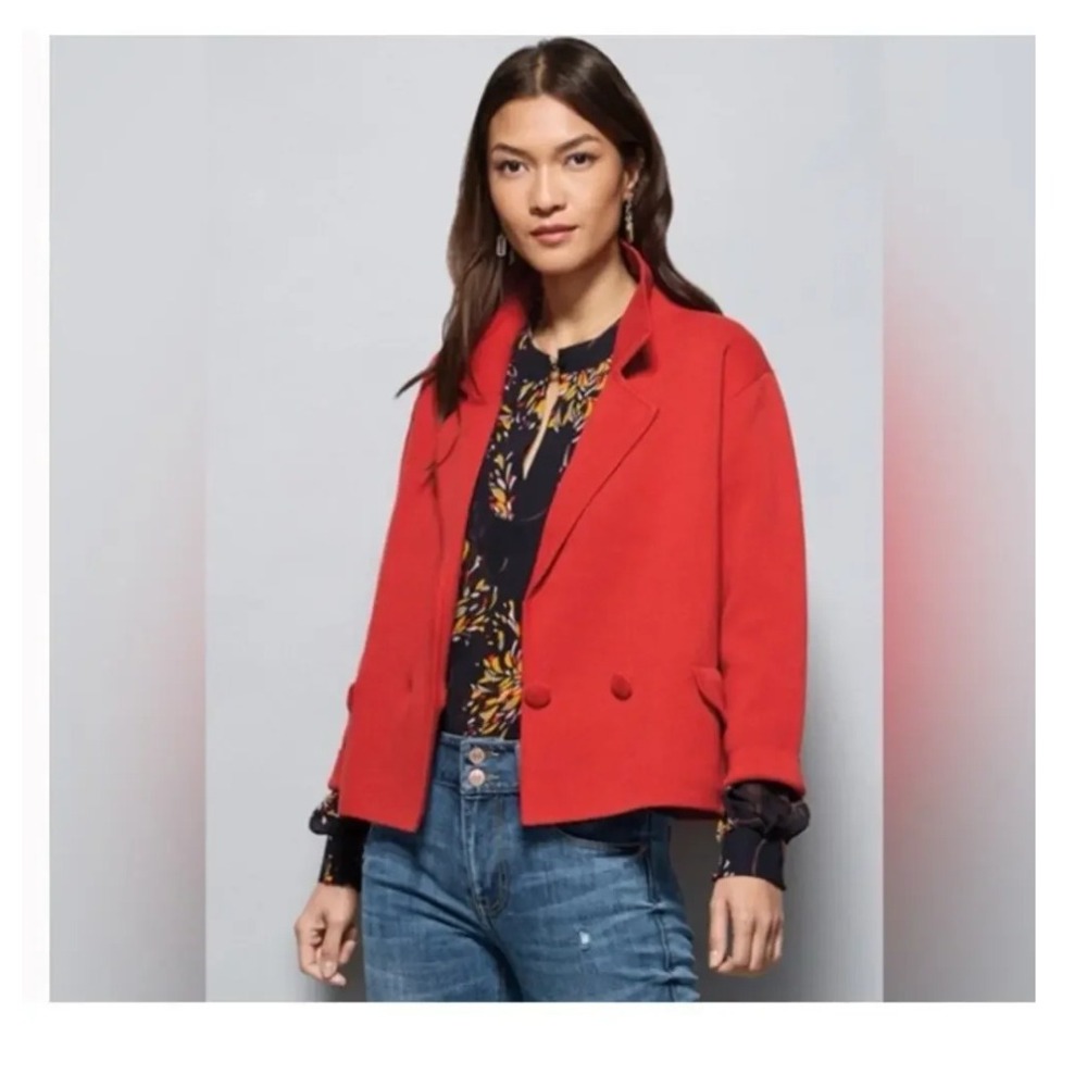 Cabi Knit Blazer Women M Red Double‎ Breasted Cotton Professional Academic 4479